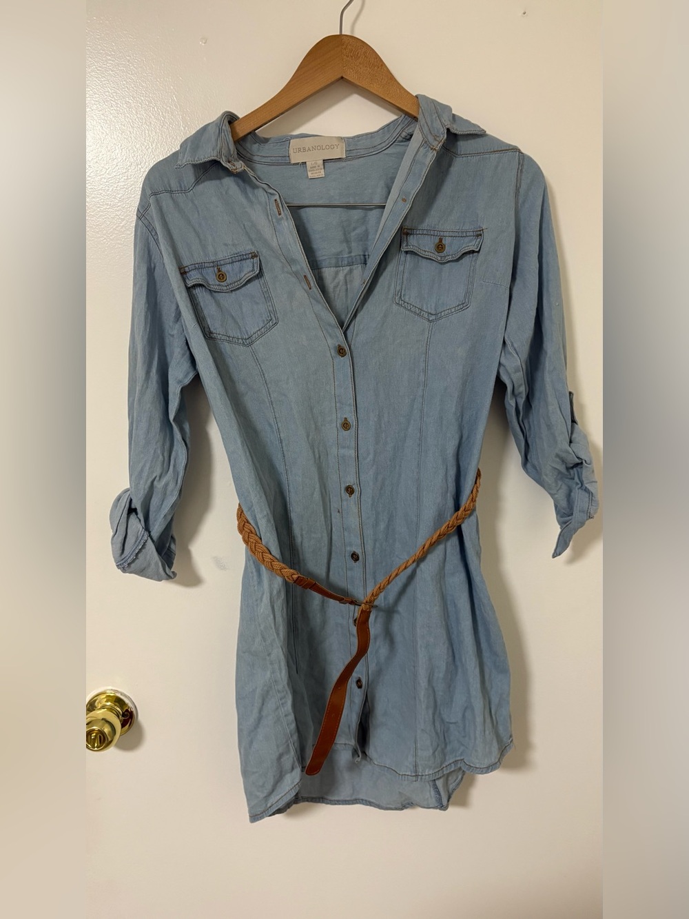 Urbanology Light Blue Chambray Button-Front Tunic